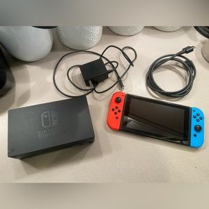 Nintendo Switch Neon Blue + Neon Red Joy Con with HDMI cable and AC Adapter